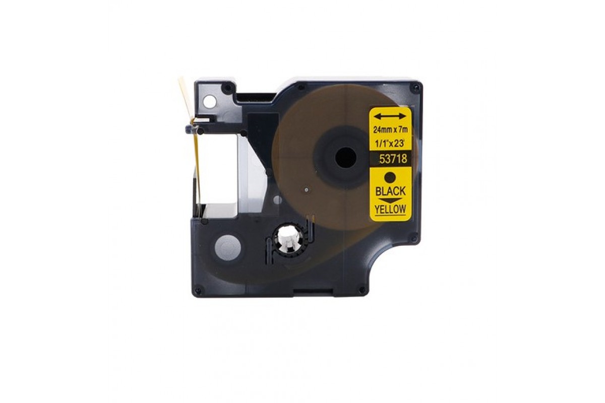 Banda compatibila DYMO D1 53718, 24mm x 7m, Negru/Galben