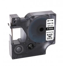 Tub termocontractibil compatibil Dymo 18055, 12mm x 1.5m, Negru/Alb